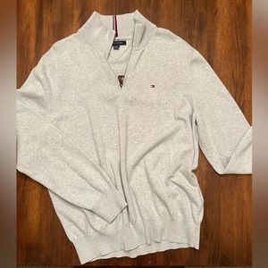 TH Gray Quarterzip Sweater
